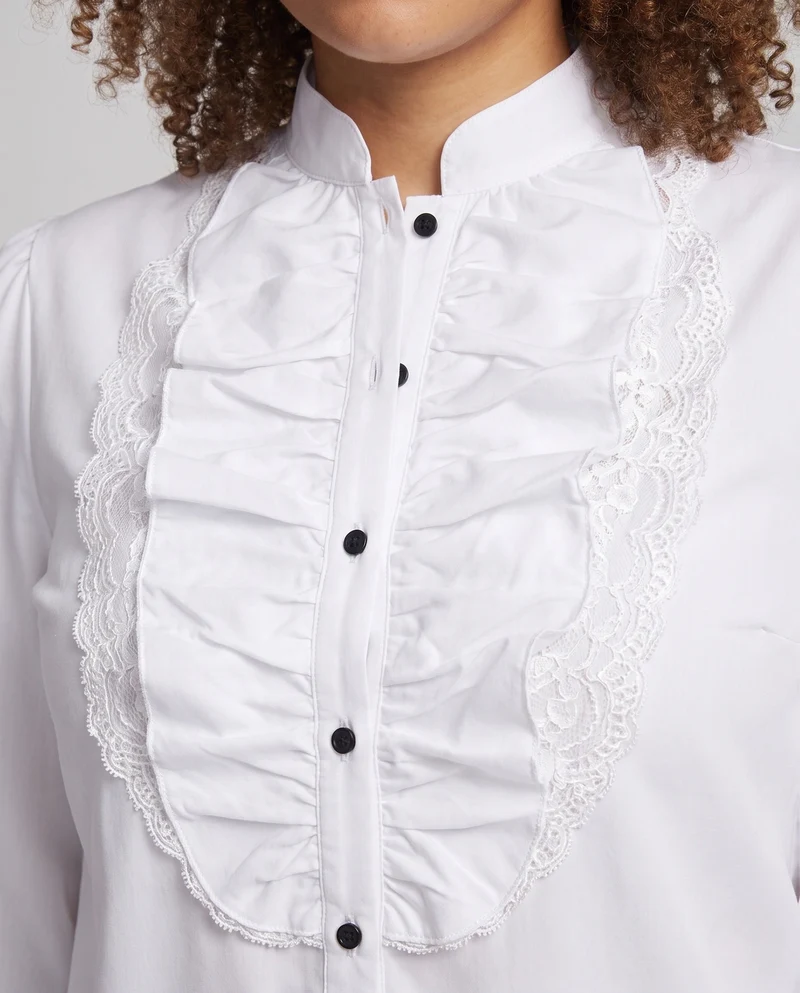 Frauen Elegantes Rüschenshirt mit Spitze Akzenten Drune