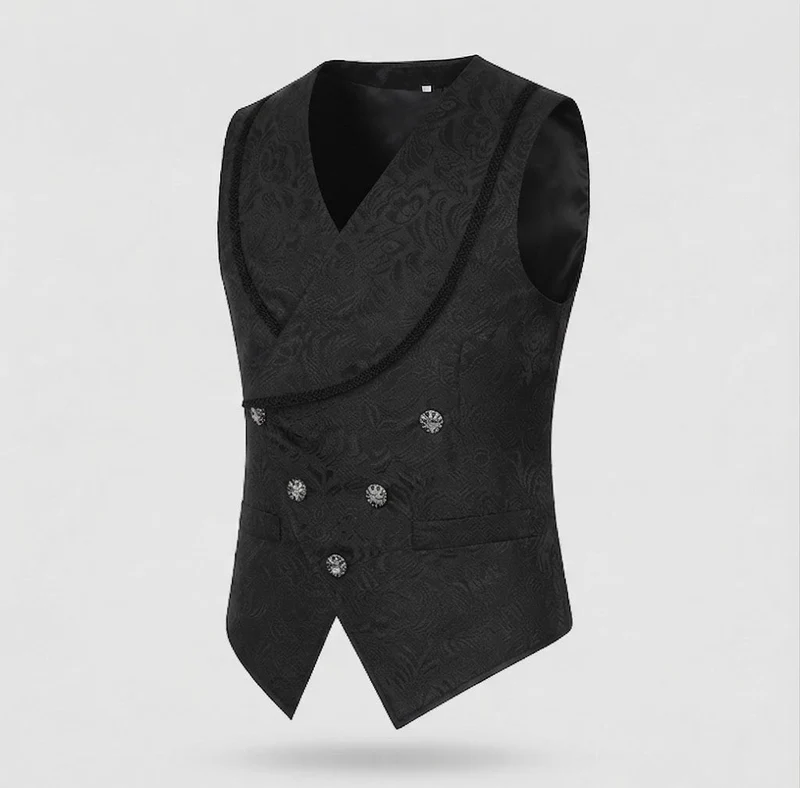 Damen Elegante Samt-Weste mit Blumenmustern und doppelter Knopfleiste Drune