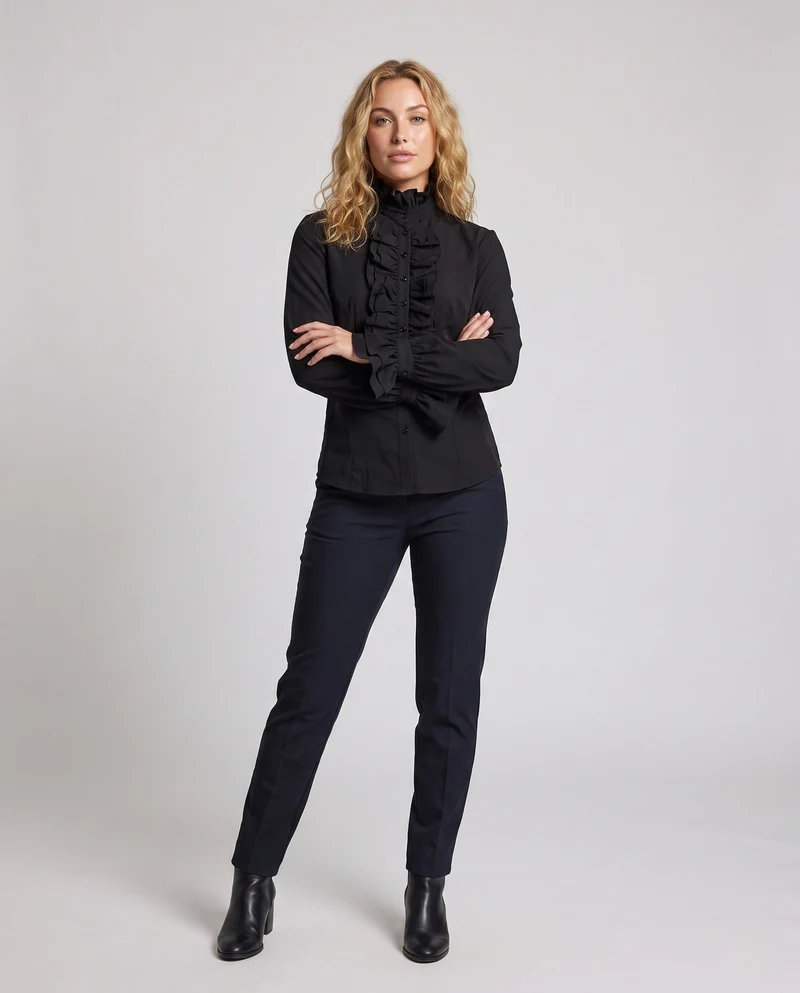 Hochwertige Damen-Dekorbluse aus Spitze mit Rüschen-Details Drune