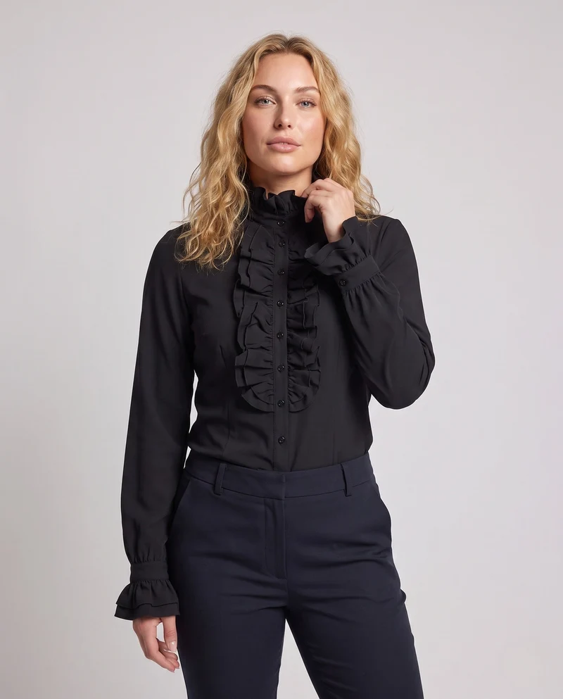 Hochwertige Damen-Dekorbluse aus Spitze mit Rüschen-Details Drune