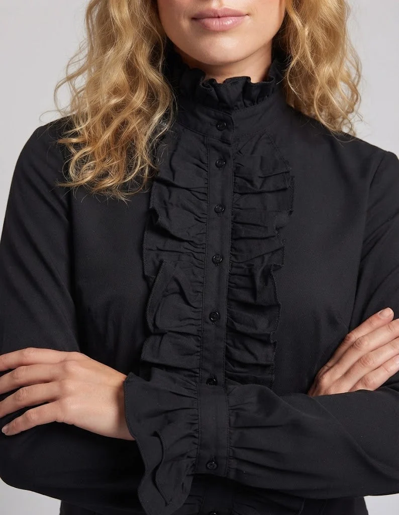 Hochwertige Damen-Dekorbluse aus Spitze mit Rüschen-Details Drune
