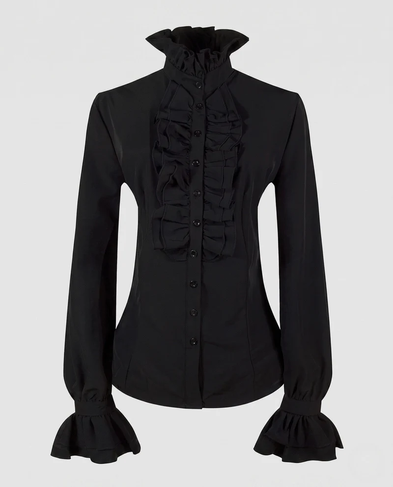 Hochwertige Damen-Dekorbluse aus Spitze mit Rüschen-Details Drune