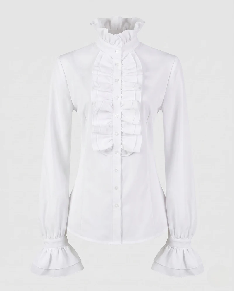 Hochwertige Damen-Dekorbluse aus Spitze mit Rüschen-Details Drune