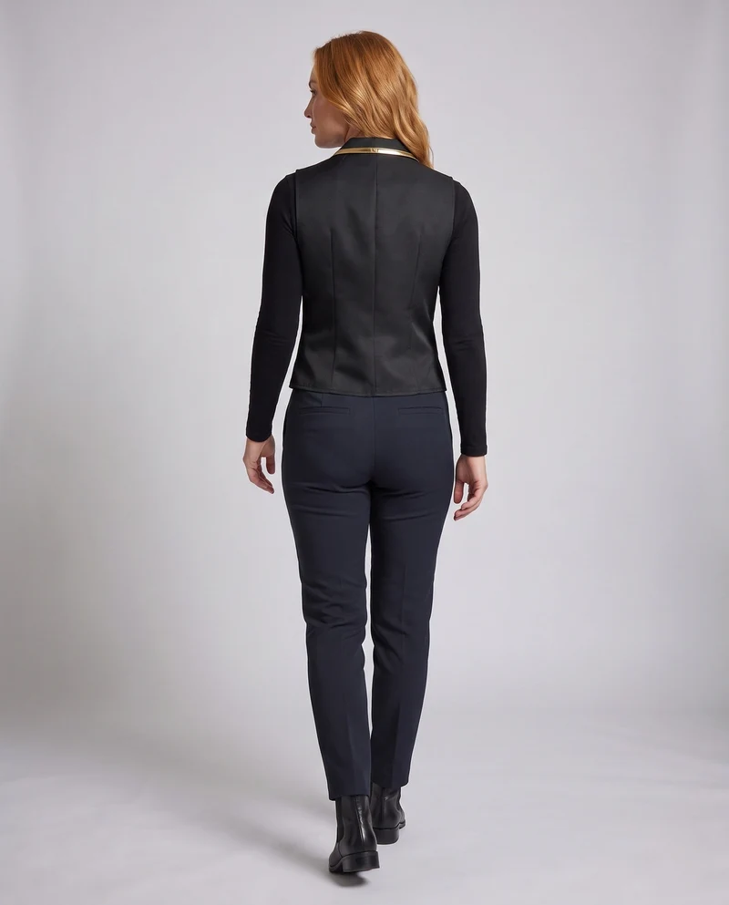 Damen Elegantes Weste mit goldenen Akzenten und dekorativem Kettenmotiv Drune
