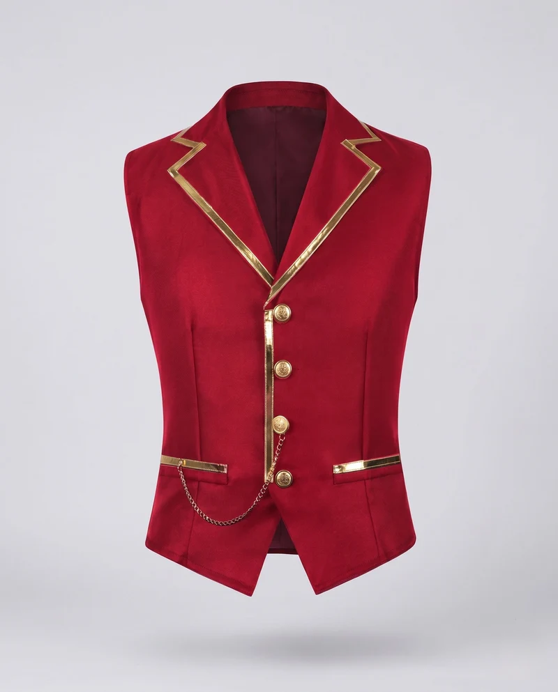 Damen Elegantes Weste mit goldenen Akzenten und dekorativem Kettenmotiv Drune