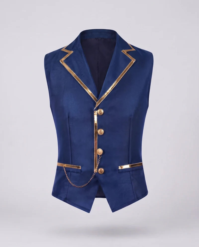 Damen Elegantes Weste mit goldenen Akzenten und dekorativem Kettenmotiv Drune