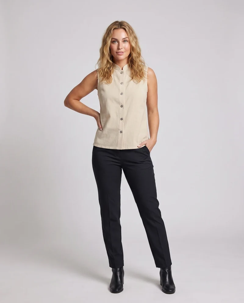 Damen elegantes Vest mit Stehkragen und dekorativen Knöpfen Drune