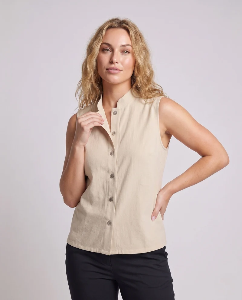 Damen elegantes Vest mit Stehkragen und dekorativen Knöpfen Drune