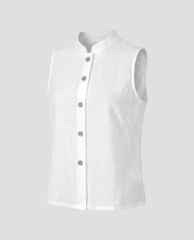 Damen elegantes Vest mit Stehkragen und dekorativen Knöpfen Drune