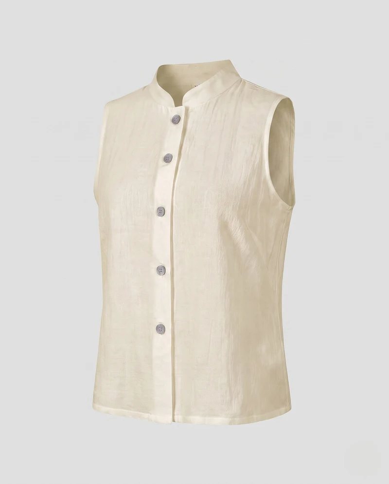 Damen elegantes Vest mit Stehkragen und dekorativen Knöpfen Drune