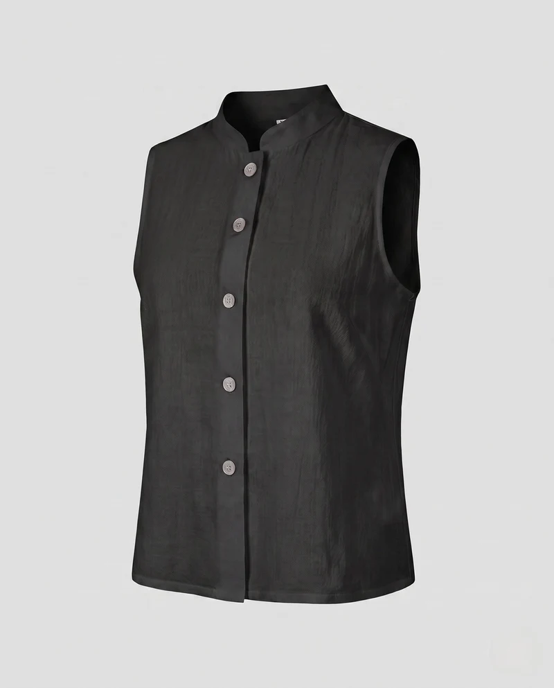 Damen elegantes Vest mit Stehkragen und dekorativen Knöpfen Drune