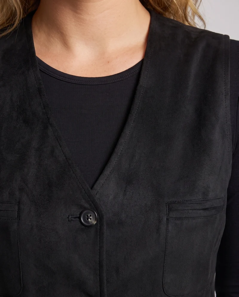 Damen elegantes Weste mit Taschen und klassischem Schnitt Drune