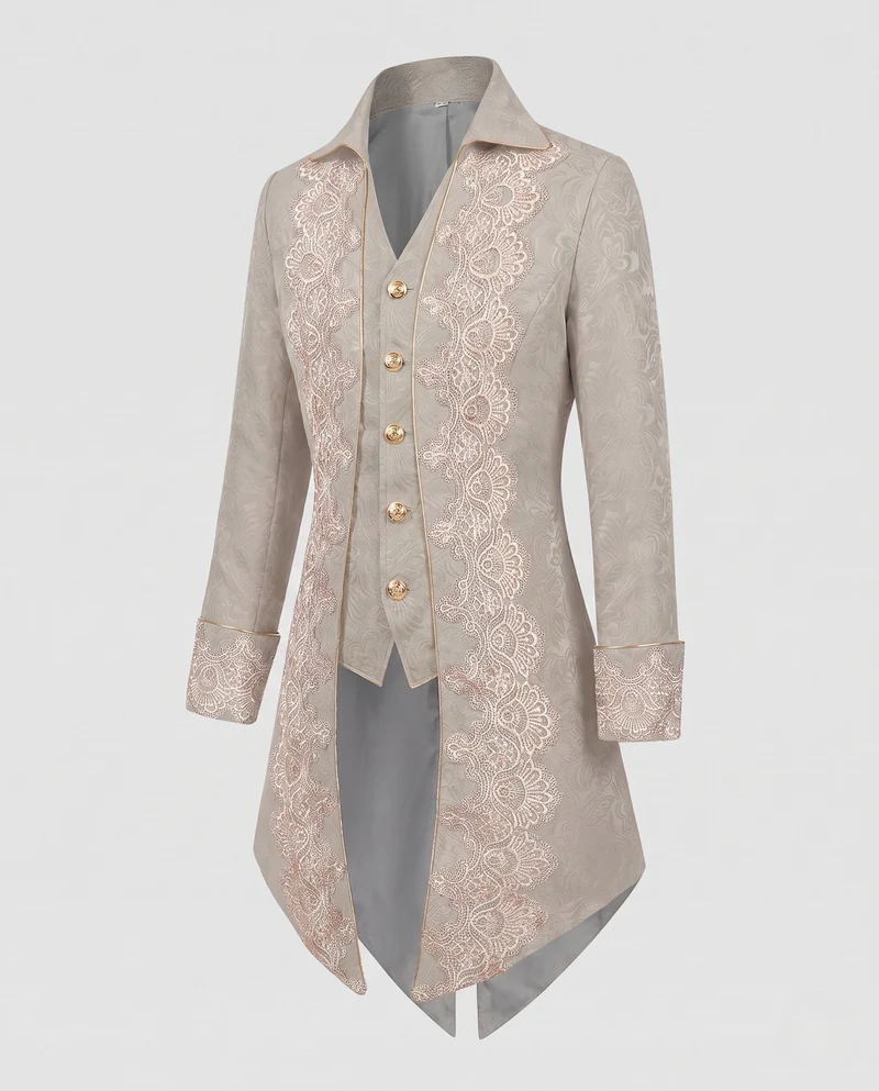 Frauen Elegant Drune Jacke mit opulenten Spitzenverzierungen Drune