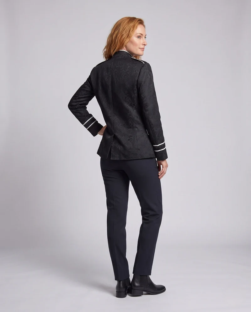 Damen Eleganter Blazer mit Floral Mustern und Metallic Akzenten Drune