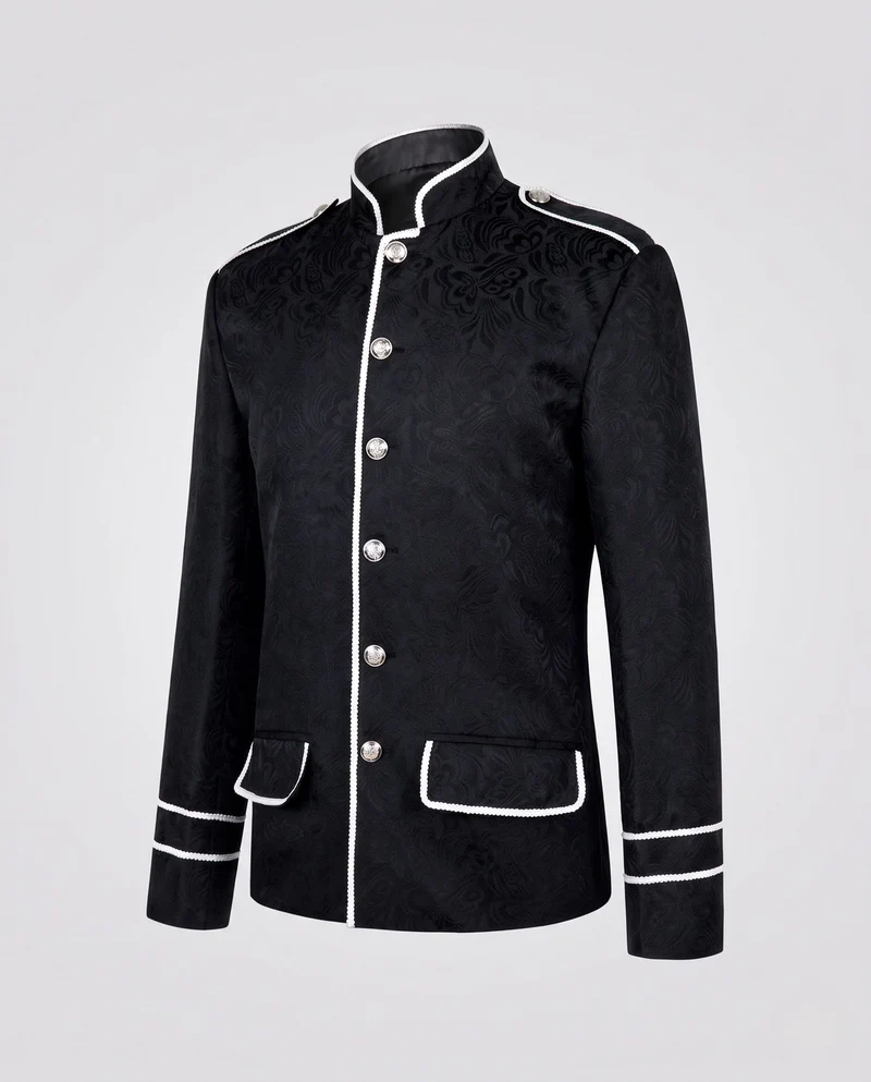 Damen Eleganter Blazer mit Floral Mustern und Metallic Akzenten Drune