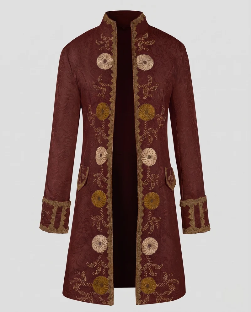 Frauen Eleganter Brokat-Cloak mit Aufwendigen Dekorationen Drune