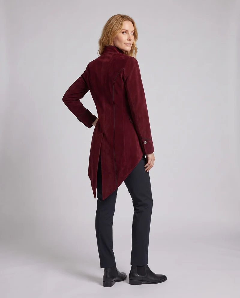 Damen Eleganter Frackmantel mit aufwendigen Knöpfen und asymmetrischem Saum Drune