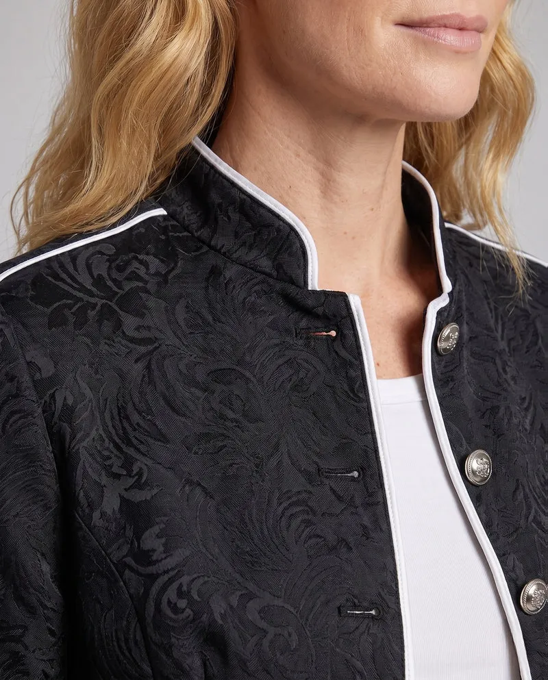 Damen Eleganter Blazer mit Künstlerischem Muster und Klassischen Akzenten Drune