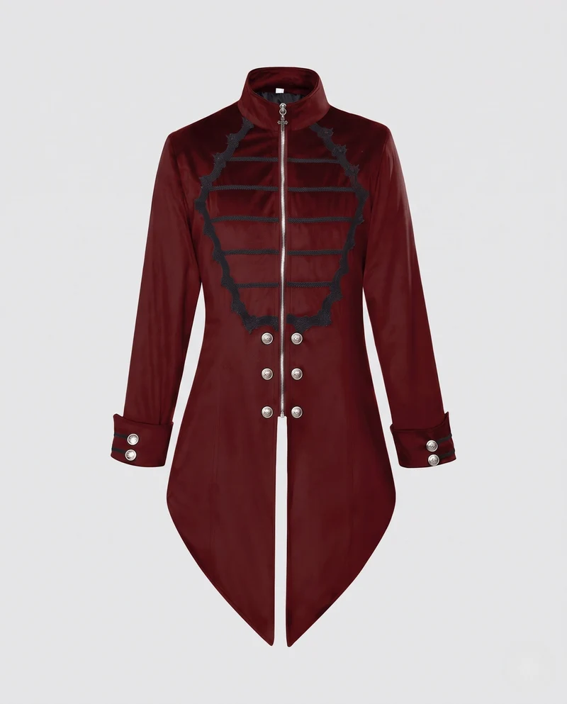 Damen Eleganter Gothic-Mantel mit Dekorativen Knöpfen und Stilvollen Akzenten Drune