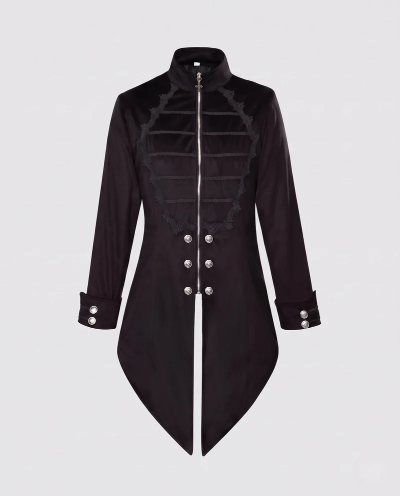 Damen Eleganter Gothic-Mantel mit Dekorativen Knöpfen und Stilvollen Akzenten Drune