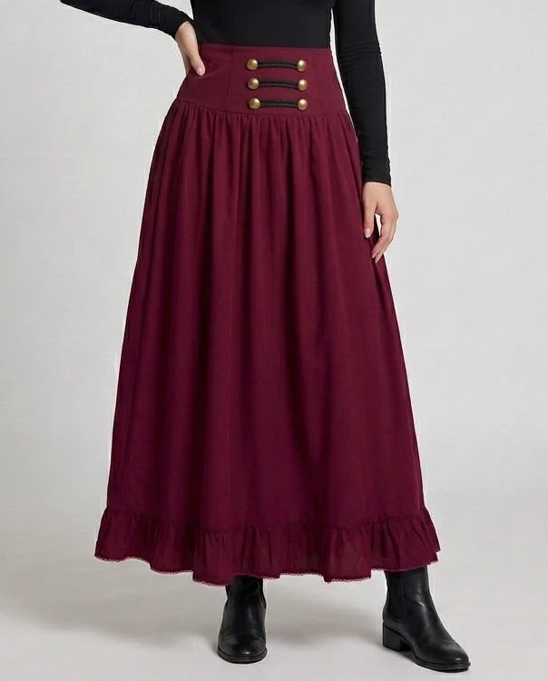 Damen Eleganter Hochzeitsrock mit Schnürung und Rüsche Drune