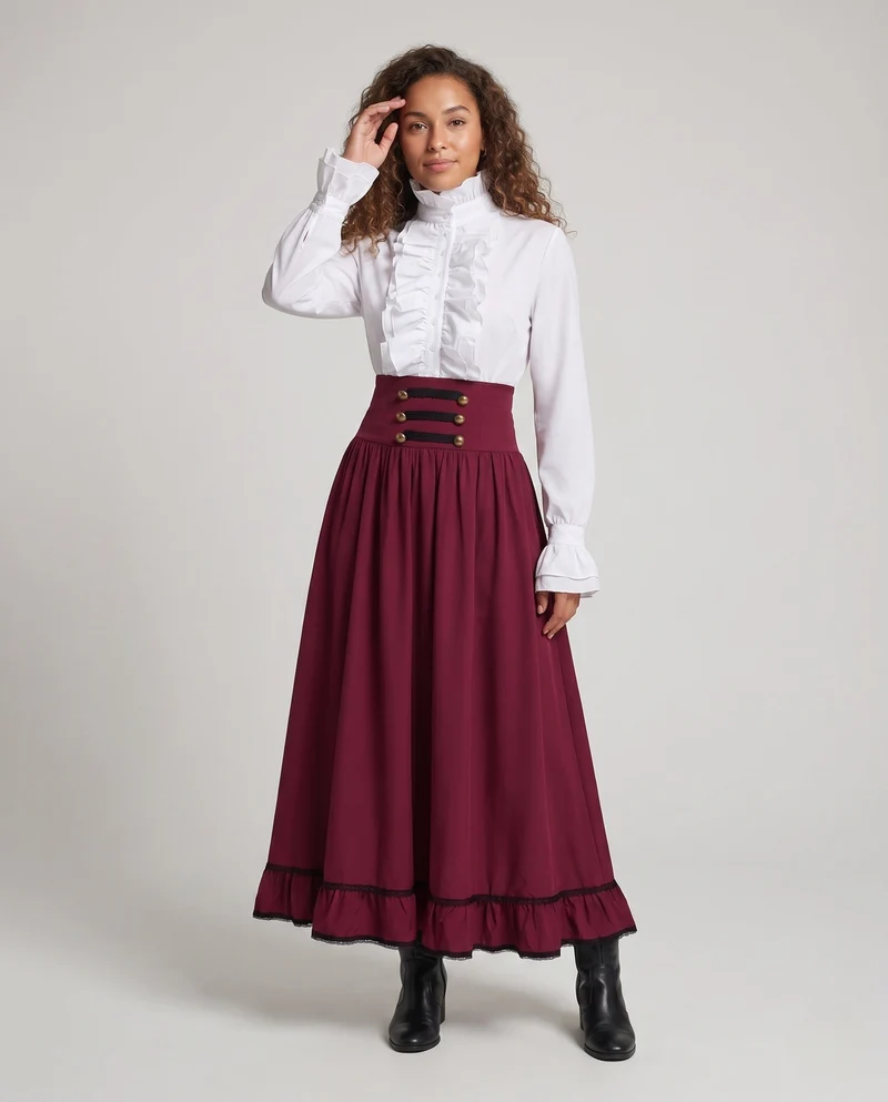 Damen Eleganter Maxi-Rock mit Schnürung und Beinschlitz Drune
