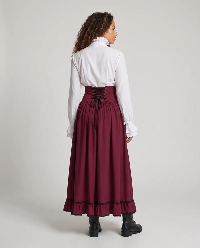 Damen Eleganter Maxi-Rock mit Schnürung und Beinschlitz Drune