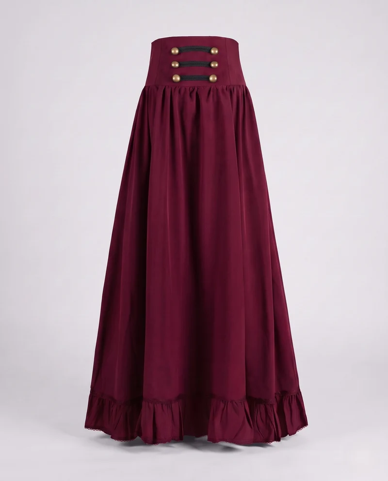 Damen Eleganter Maxi-Rock mit Schnürung und Beinschlitz Drune