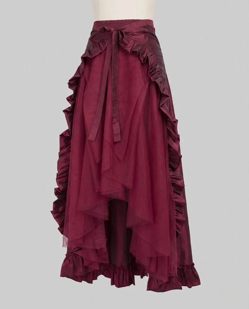 Damen Elegante Rüschenschürze mit High-Low Saum Drune