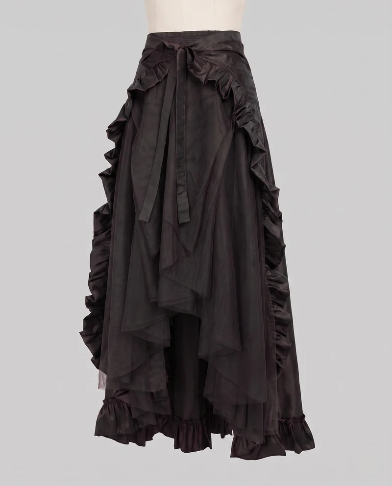 Damen Elegante Rüschenschürze mit High-Low Saum Drune