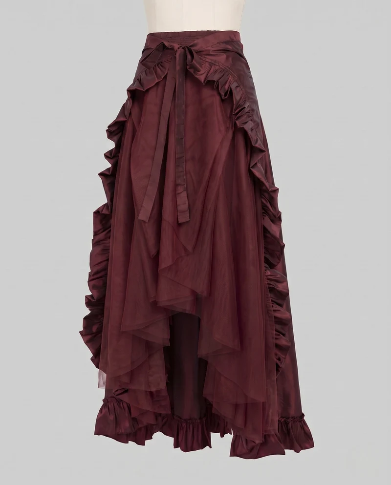 Damen Elegante Rüschenschürze mit High-Low Saum Drune