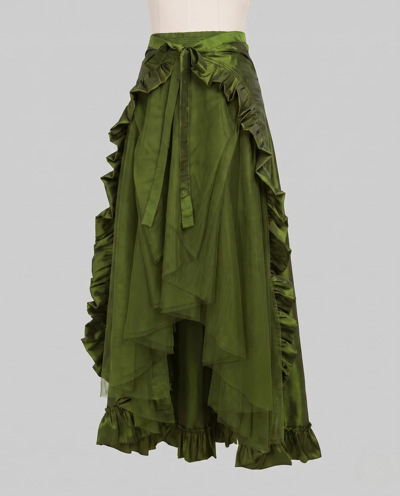 Damen Elegante Rüschenschürze mit High-Low Saum Drune