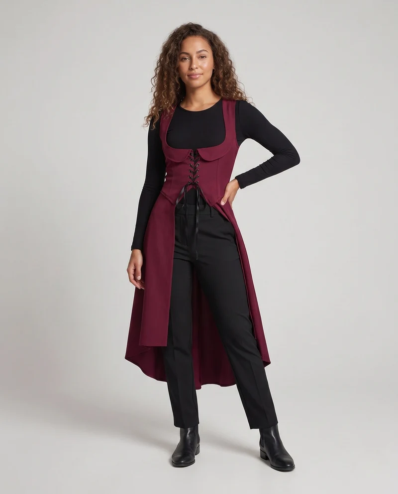 Damen Elegantes Kleid mit Schnürung und asymmetrischem Saum Drune