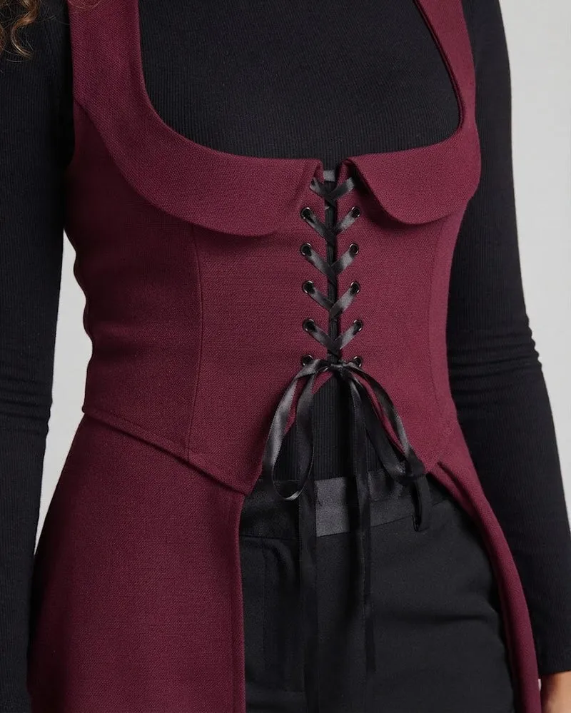 Damen Elegantes Kleid mit Schnürung und asymmetrischem Saum Drune