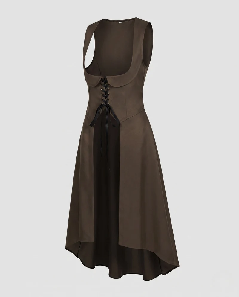 Damen Elegantes Kleid mit Schnürung und asymmetrischem Saum Drune
