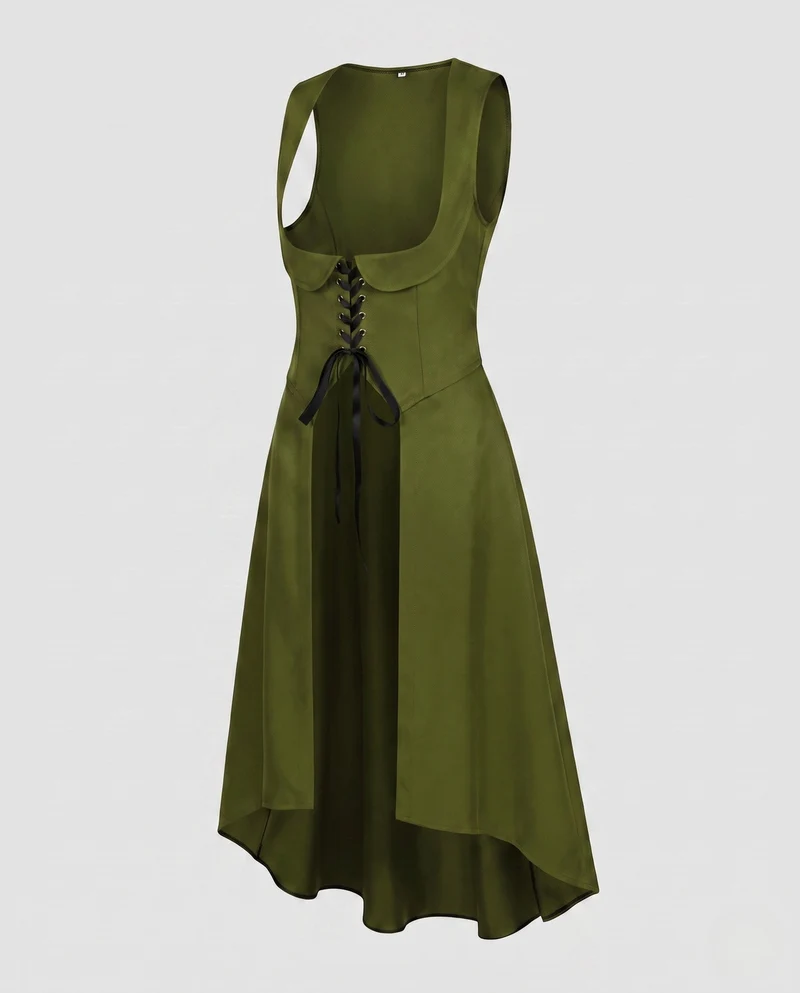 Damen Elegantes Kleid mit Schnürung und asymmetrischem Saum Drune