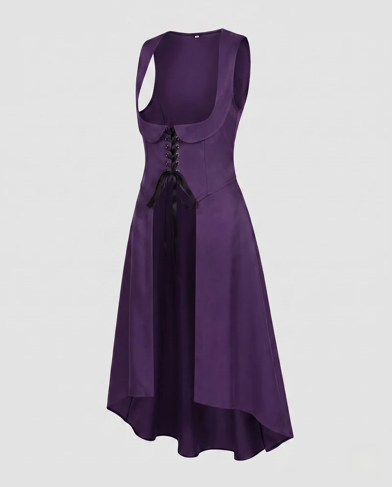 Damen Elegantes Kleid mit Schnürung und asymmetrischem Saum Drune