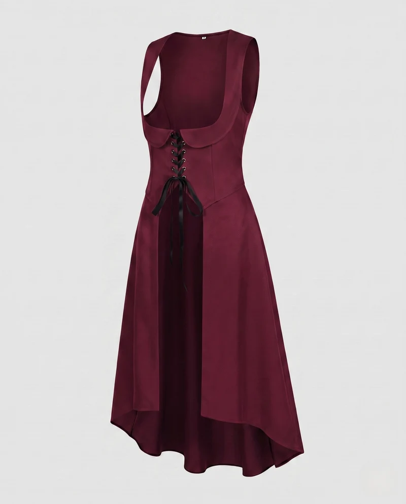 Damen Elegantes Kleid mit Schnürung und asymmetrischem Saum Drune