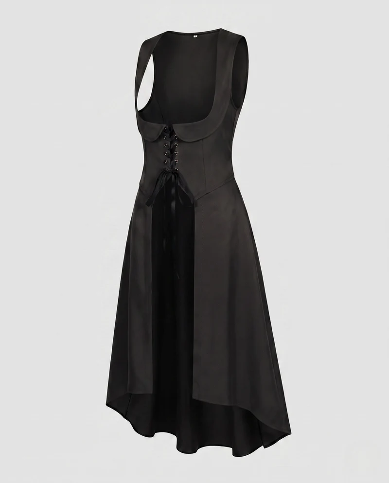 Damen Elegantes Kleid mit Schnürung und asymmetrischem Saum Drune
