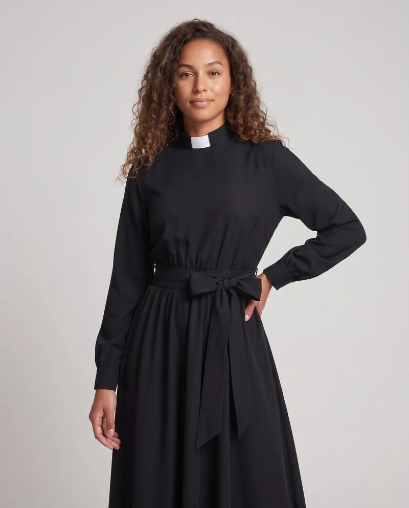 Frauen Elegante Maxikleid mit Hohem Kragen und Maßgeschneidertem Detail Drune