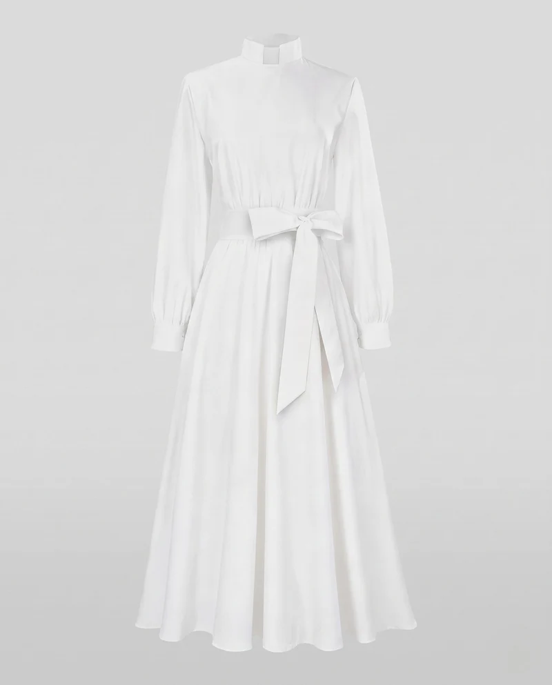 Frauen Elegante Maxikleid mit Hohem Kragen und Maßgeschneidertem Detail Drune