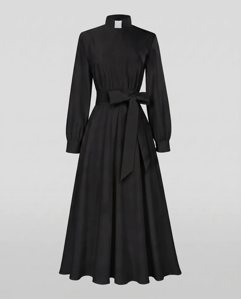 Frauen Elegante Maxikleid mit Hohem Kragen und Maßgeschneidertem Detail Drune