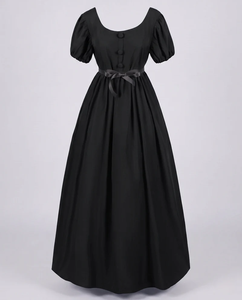 Frauen Elegantes Maxikleid mit Puffärmeln und Taillengürtel Drune