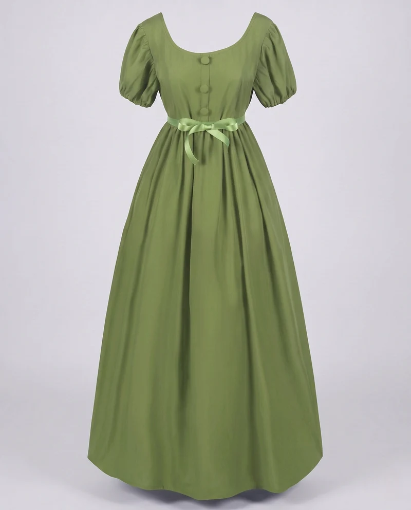 Frauen Elegantes Maxikleid mit Puffärmeln und Taillengürtel Drune
