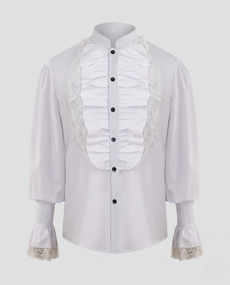Damen Elegantes Rüschenshirt mit dekorativen Spitzen-Ausschnitten Drune