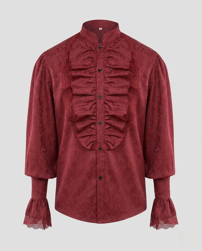 Damen Elegantes Rüschenshirt mit dekorativen Spitzen-Ausschnitten Drune