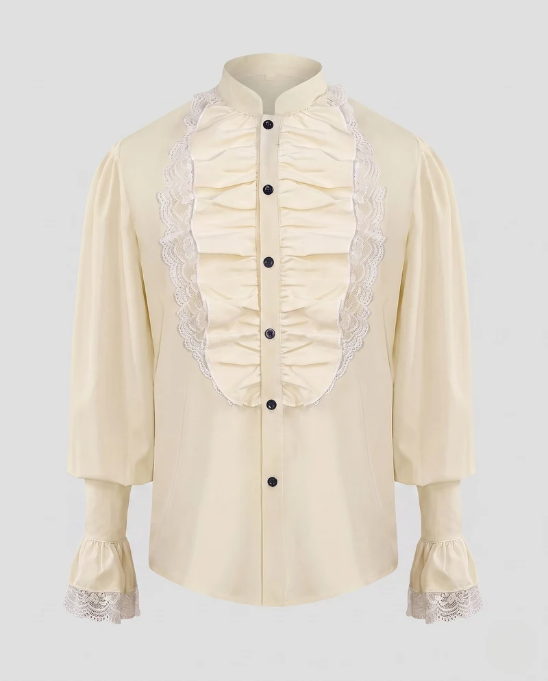Damen Elegantes Rüschenshirt mit dekorativen Spitzen-Ausschnitten Drune