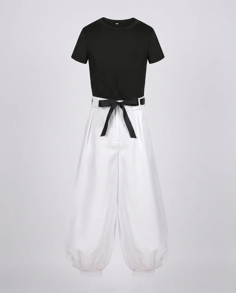 Frauenmode Statement Jumpsuit mit weitem Bein und Kordelzug