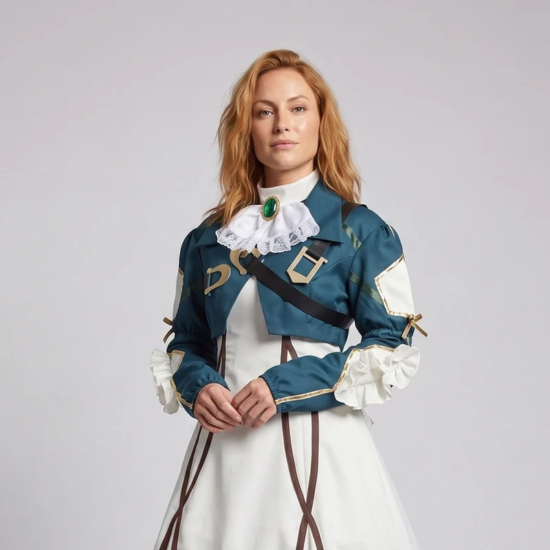 Festliches Cosplay-Kleid für Damen mit Rüschen und detaillierter Bluse Drune