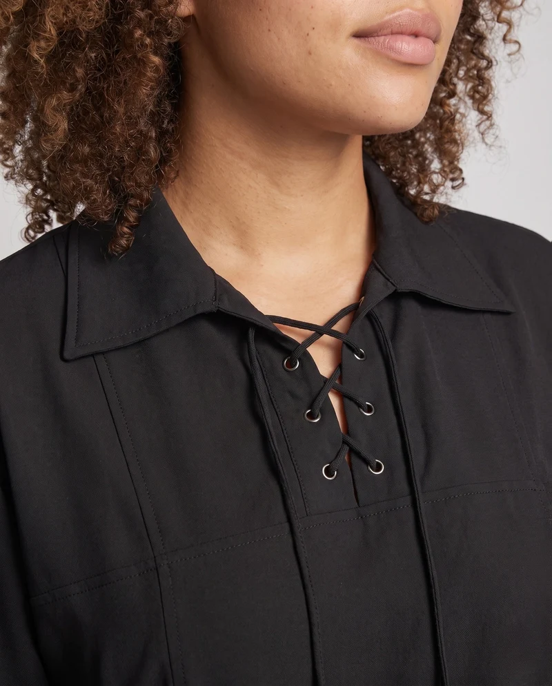 Frauen Historisches Langarmshirt mit Schnürung Drune